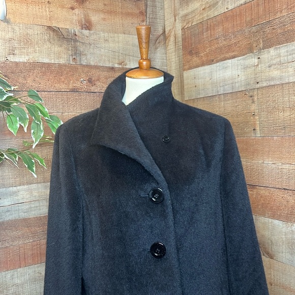 CINZIA ROCCA Black 4 Button Front Baby Llama Wool Over Top Coat Size 12 - Picture 5 of 16